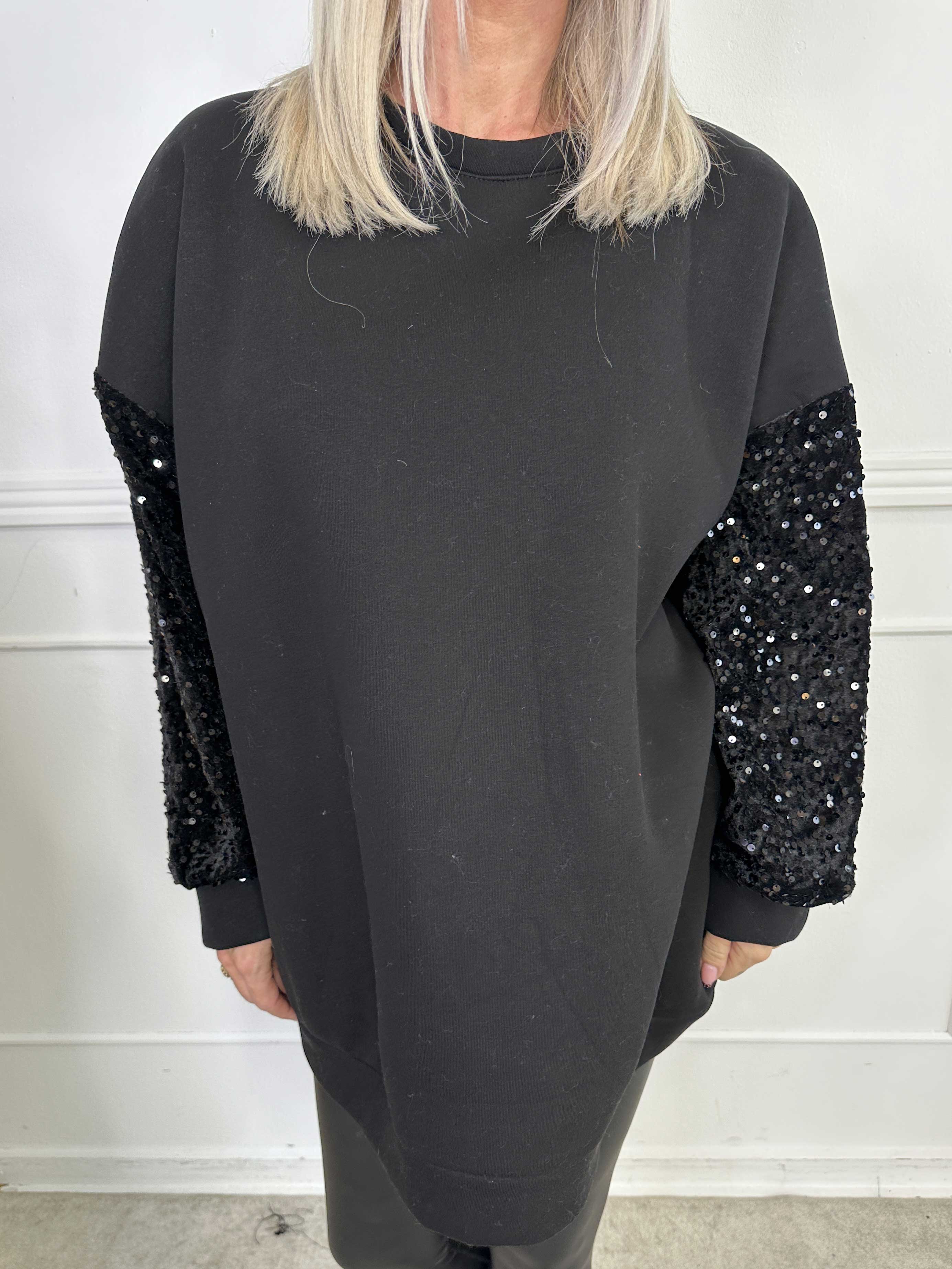 Cytherea - Oversized sweatshirt i bomuld med pailletter på ærmet